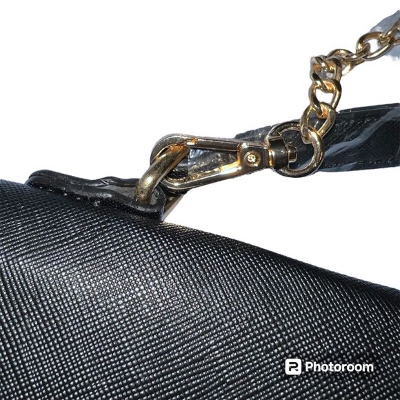 Boutique Womens Small Purse Handbag Black with Gold Chain Shoulder Strap - Picture 10 of 13